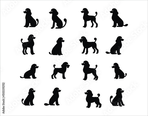 Elegant Poodle Dog Icons – Side Profile Collection