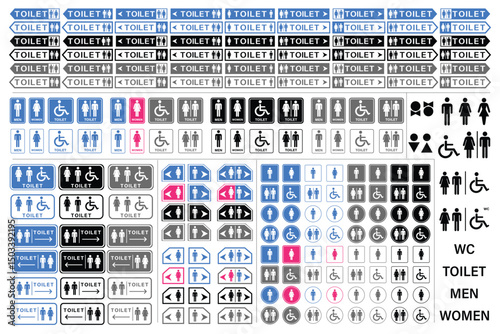 Printable Toilet Sign, Public WC Symbol with Man, Woman & Special Needs Icons