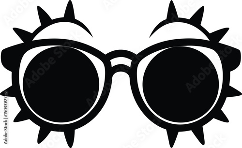 silhouette of sunglasses and sun icon on white background