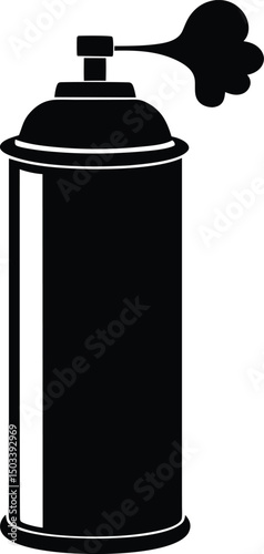 silhouette of graffiti spray can on white background