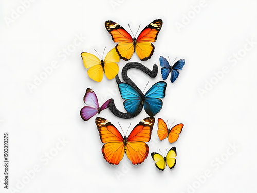 Colorful Butterflies  Letter S. photo