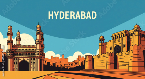 Illustration of Hyderabad cityscape