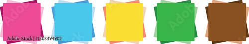 Colorful Sticky Note Vector Set – Yellow, Green, and Pink Blank Office Paper Memo Pads, Adhesive Reminder Post-it Notes for Business, Message Lists, and Office Organization