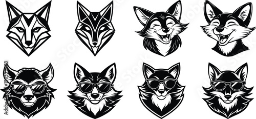 Photography Fox silhouette set - isolated vector images of wild animals