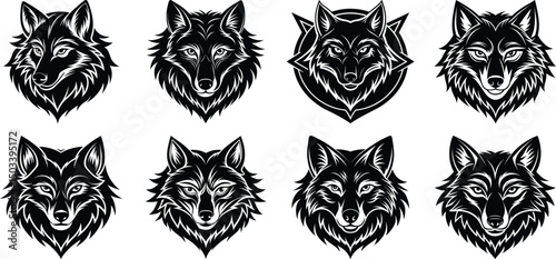 Fox silhouette set - isolated vector images of wild animals
