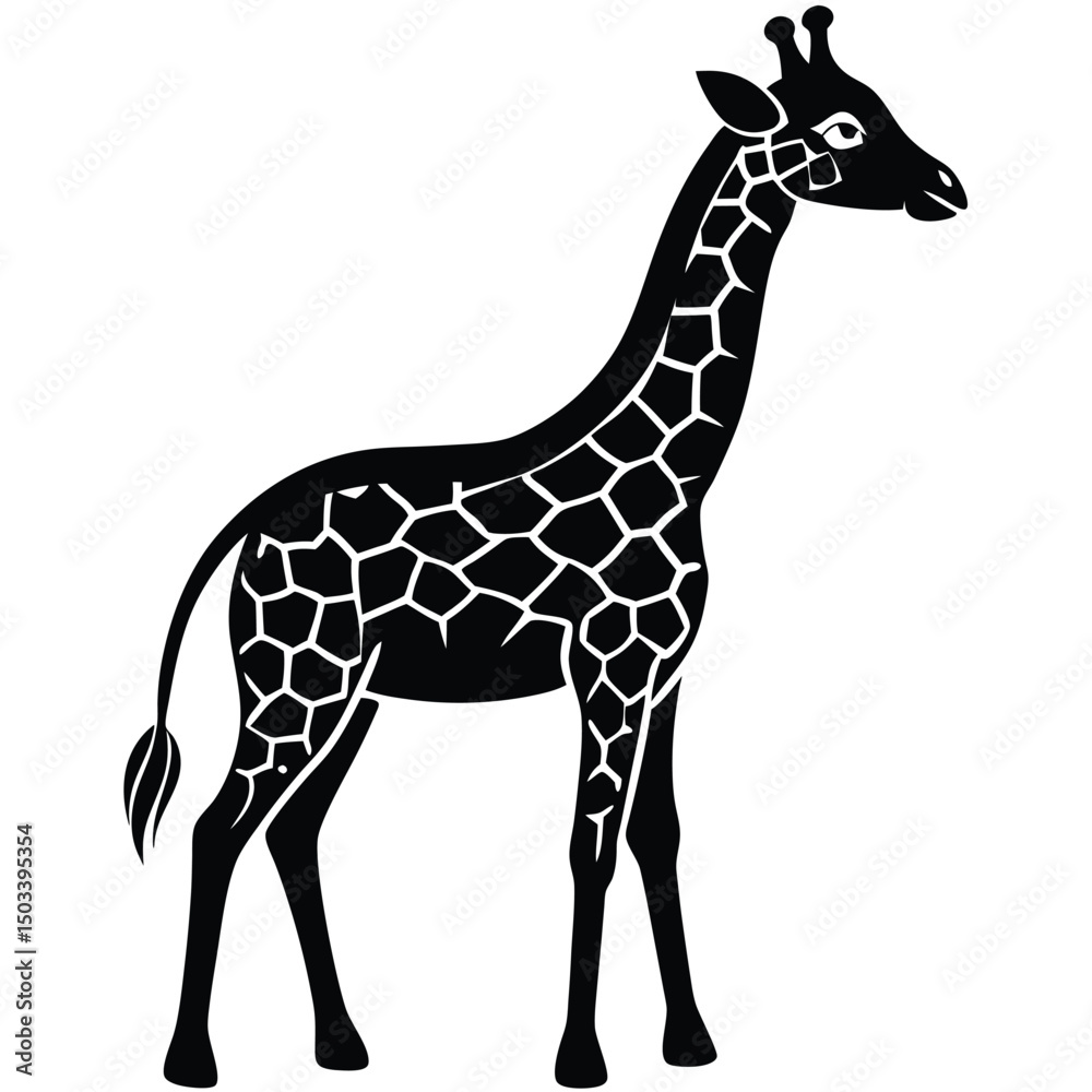 Obraz premium Cute Baby Giraffe Long Neck Silhouette Art