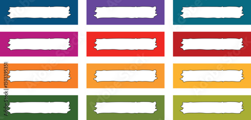 Vector Illustration of Torn and Ripped Paper Banner with Grunge Texture, Blank Page Frame, Decorative Torn Edges, Empty Note Sheet, Business Card Background, and Textured Border Design with Ample Spac