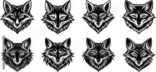 Canvas Print Fox silhouette set - isolated vector images of wild animals