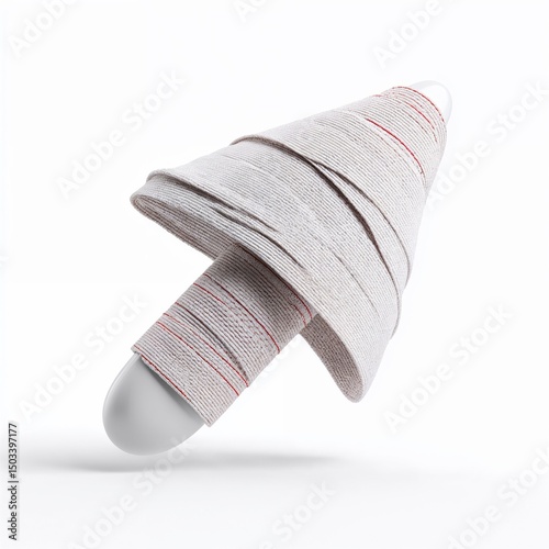 Abstract white object wrapped in medical bandage