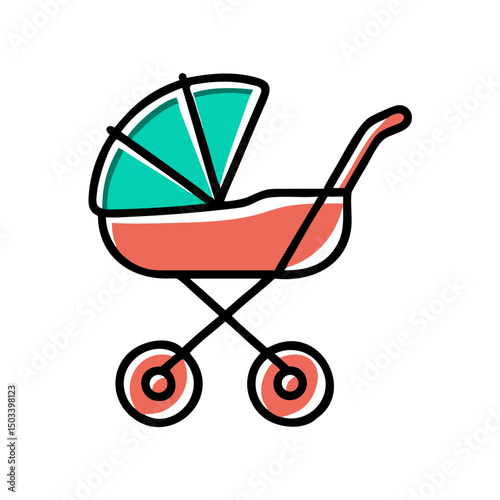 Baby stroller icon, colorful design, for websites and apps