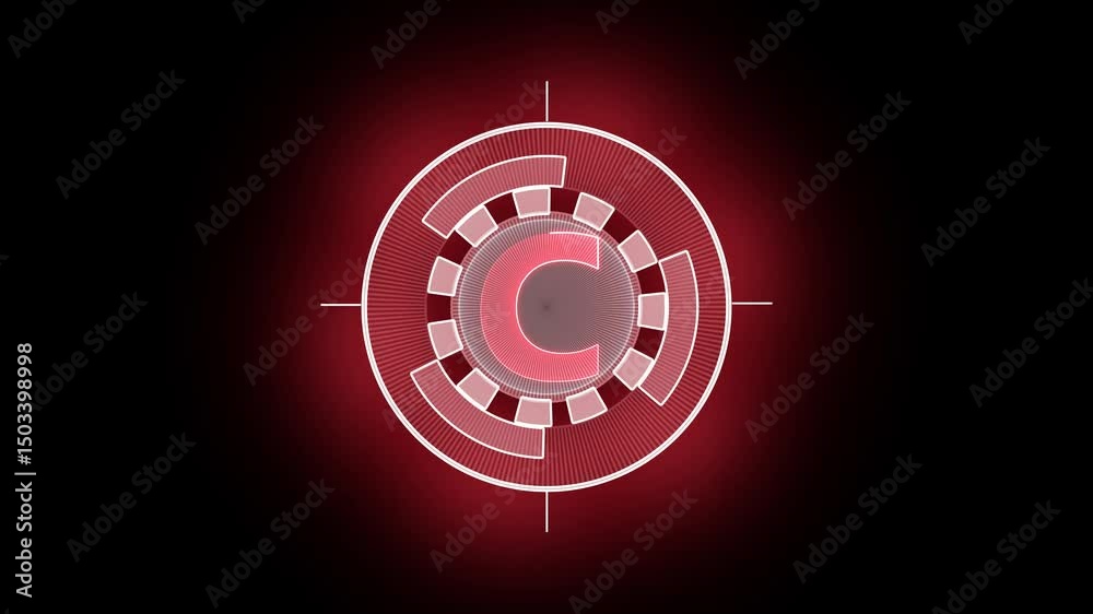 Digital Letter C with Glowing neon governance icon isolated on black background.
