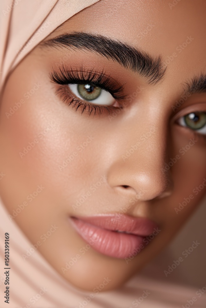 Fototapeta premium Close up of a beautiful Woman Wearing a Headscarf