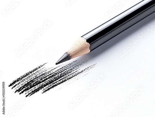 Close Up Black Pencil Sketch on White Background