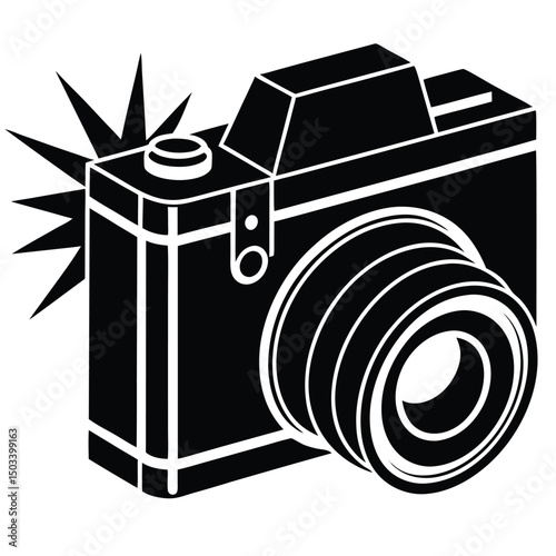 Compact Camera Silhouette in Minimal Style