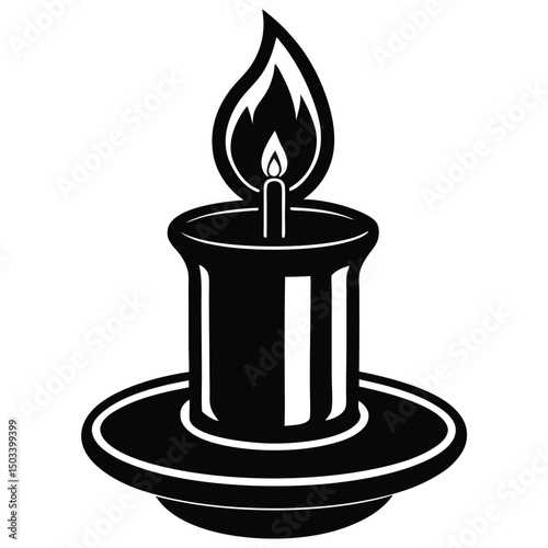 Simple Candle Burning Vector Silhouette