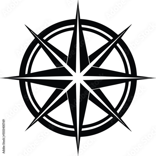 Compass Rose Minimalist Navigation Symbol