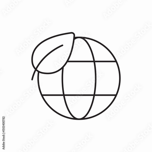 globe network leaf ecology icon sign vector