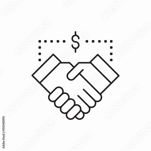 handshake deal dollar icon sign vector