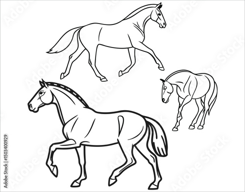 Abstract Horse Line Icons