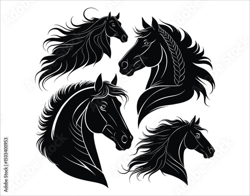 Black Horse Head SVG Set