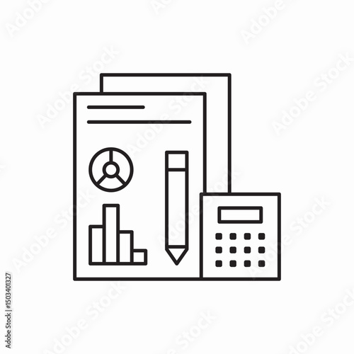 money calculator analysis profit pencil icon sign vector