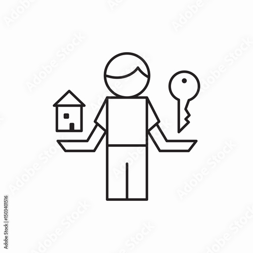 person house key icon sign vector