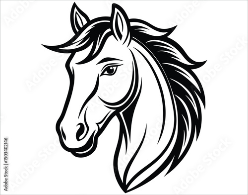 Horse Head Monoline Silhouette
