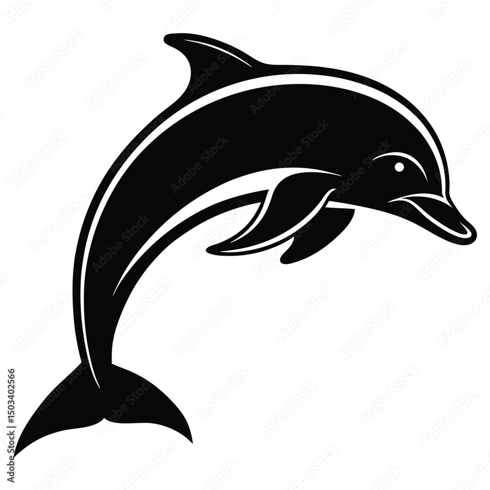 Obraz premium Ocean Dolphin Arc Pose Minimalist Vector
