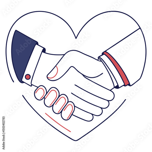 vector handshake forming a heart, partnership and trust branding

