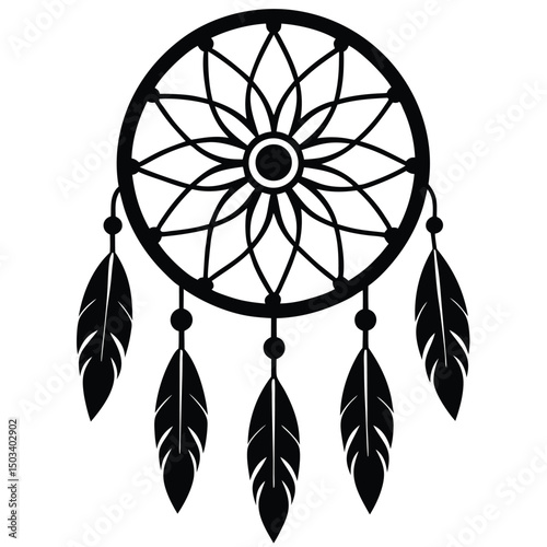 Minimal Dreamcatcher Tribal Symbol Silhouette
