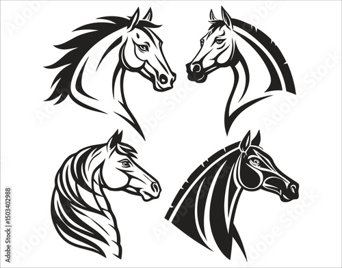 Horse Outline Face Vector Pack