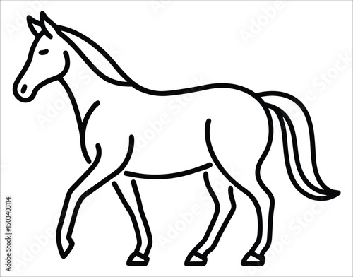 Horse Pose Line Vector