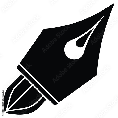 Minimalist Pen Nib Silhouette with Ink Drop