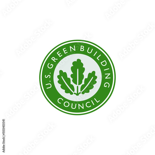 Leed certification green building icon logo flat vector design