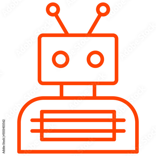 Robotics Line Color Icon, AI Robot, Automation, Engineering, and Technology Symbols in Line Style
