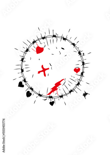 barbele cercle tattoo coeur dessin tatouage eclair