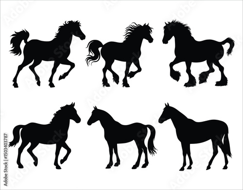 Jumping Horse Vector Set