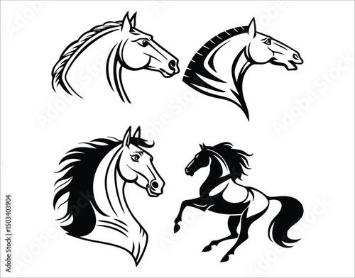 Minimal Horse Head Outline Set