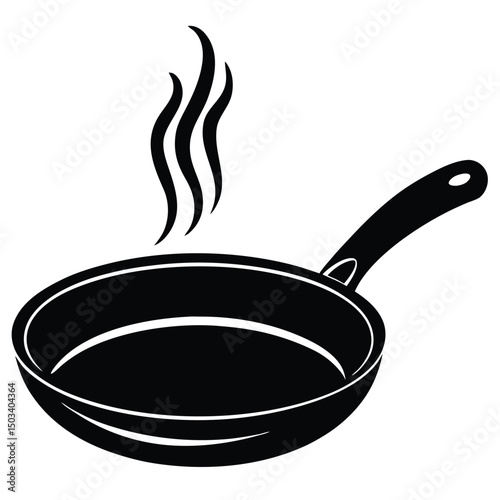 Cooking Pan in Minimal Style with Steam Lines