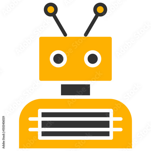 Robotics Color Icon, AI Robot, Automation, Engineering, and Technology Symbols in Line Style
