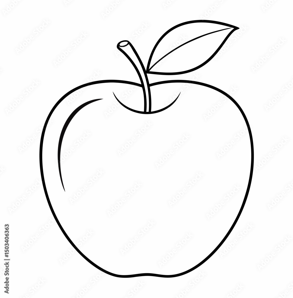 apple line art on withe background apple line art on withe background