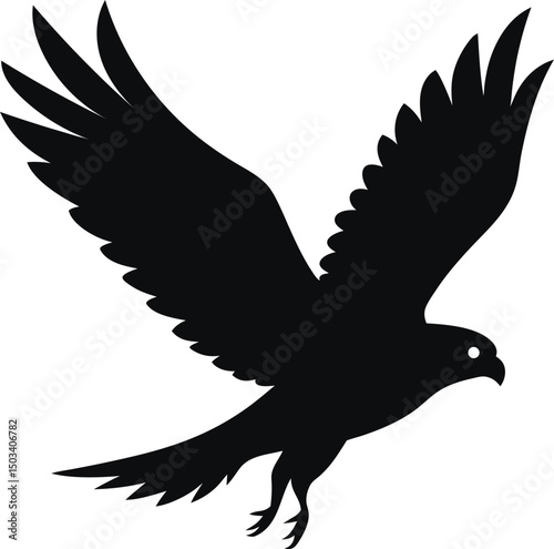 Hawk Silhouette Flying to the Left in Minimal Style