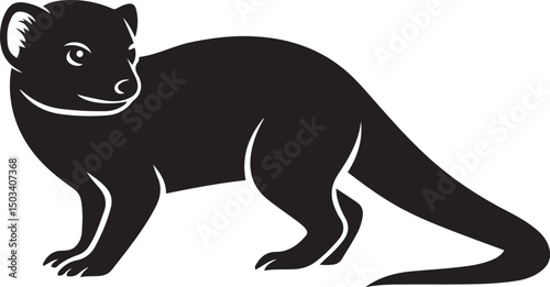 Fossa simple silhouette black design, Wild fossa animal clean black figure