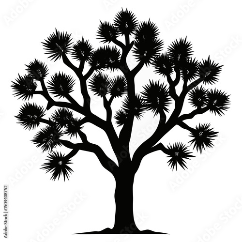 set of silhouettes of trees