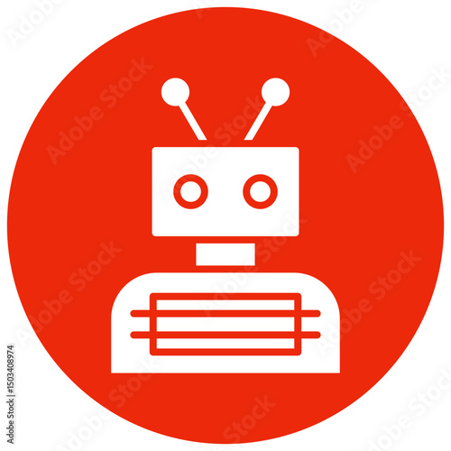 Robotics Circle Icon, AI Robot, Automation, Engineering, and Technology Symbols in Line Style

