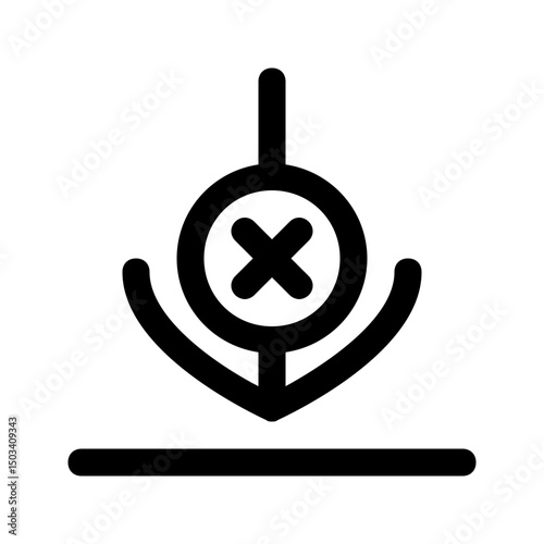 Failed download icon with cross mark for alert, warning, or notification system