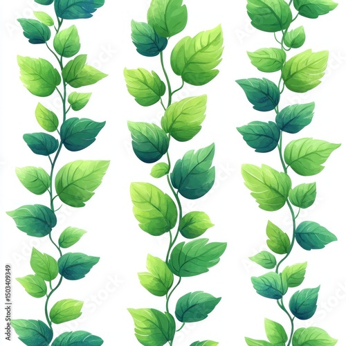 Vertical pattern of green leaves and vines