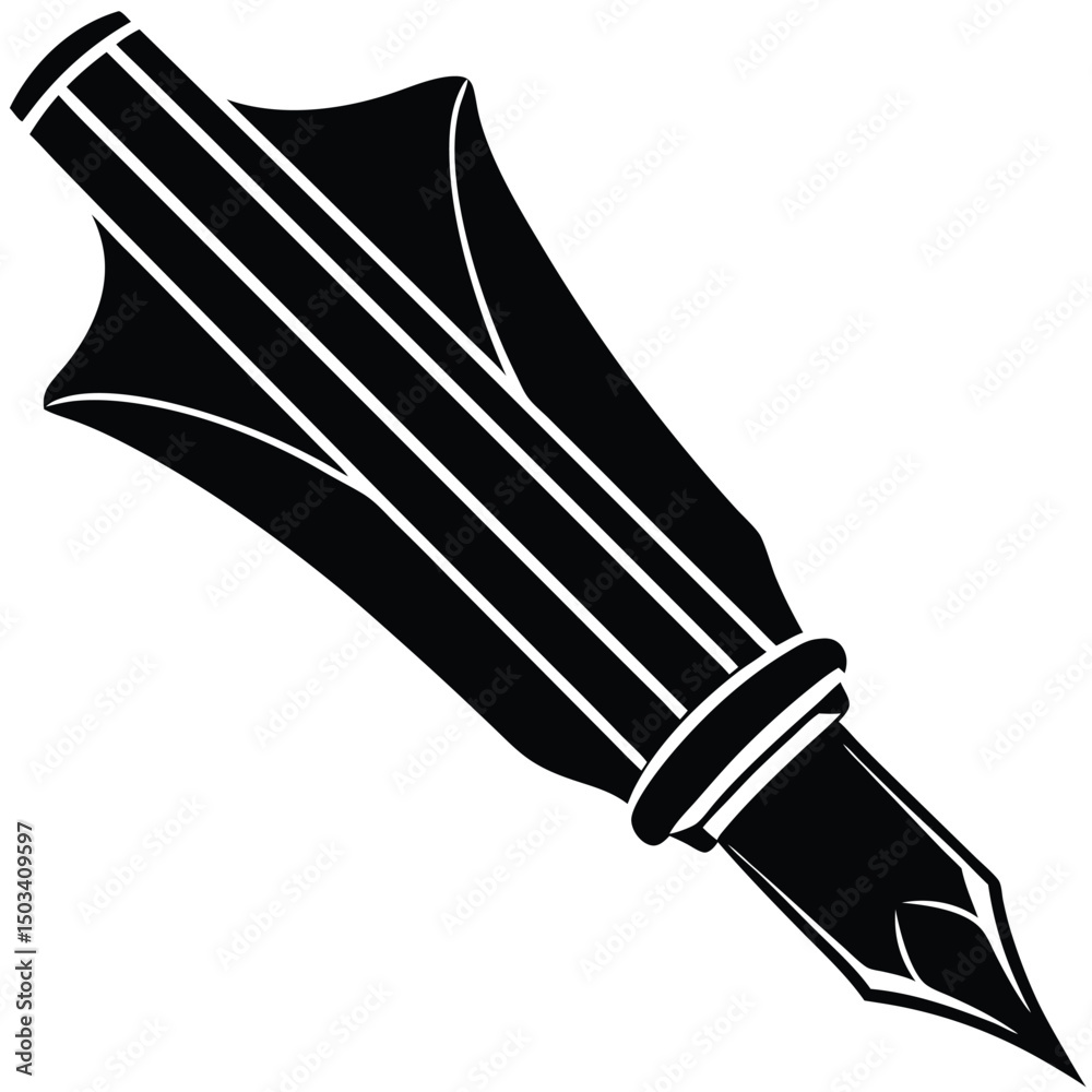 Naklejka premium Minimal Pen Writing Silhouette