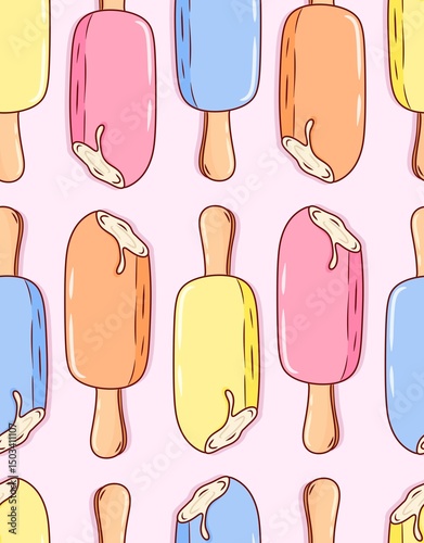 pattern design with colorful ice cream sticks