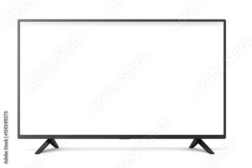 Blank television screen, minimalistic design with clean lines, perfect for showcasing digital content or advertisements. Isolated on white background or PNG